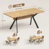 Mesa de Comedor Extensible 4-6 Personas Mesa de Cocina 130-170x80x76 cm Roble y Negro - Ogal.Es