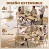 Mesa de Comedor Extensible 4-6 Personas Mesa de Cocina 130-170x80x76 cm Roble y Negro - Ogal.Es