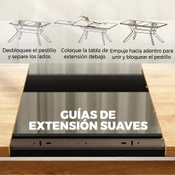 Mesa de Comedor Extensible 4-6 Personas Mesa de Cocina 130-170x80x76 cm Roble y Negro - Ogal.Es