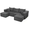 Sofá Modular en U de 3 Plazas con 2 Otomanas Bolsillos Sofá de Chenilla con Asiento Ancho No Requiere Montaje Gris - Ogal.Es