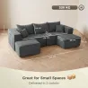 Sofá Modular en U de 3 Plazas con 2 Otomanas Bolsillos Sofá de Chenilla con Asiento Ancho No Requiere Montaje Gris - Ogal.Es