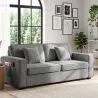 Sofá de 3 Plazas Tapizado en Chenilla con Bolsillos 2 Almohadas Reposabrazos Cojín de Muelles 210x78,5x86,5 cm Gris - Ogal.Es