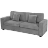Sofá de 3 Plazas Tapizado en Chenilla con Bolsillos 2 Almohadas Reposabrazos Cojín de Muelles 210x78,5x86,5 cm Gris - Ogal.Es