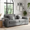 Sofá de 3 Plazas Tapizado en Chenilla con Bolsillos 2 Almohadas Reposabrazos Cojín de Muelles 210x78,5x86,5 cm Gris - Ogal.Es