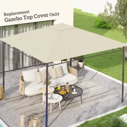 Toldo de Recambio 3x3 m con Orificios de Drenaje Ventilación y Protección UV Solo Toldo NO Incluye Marco Crema - Ogal.Es