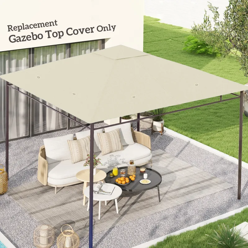 Toldo de Recambio 3x3 m con Orificios de Drenaje Ventilación y Protección UV Solo Toldo NO Incluye Marco Crema - Ogal.Es