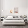 Mesilla de Noche Estrecha con 2 Compartimentos Abiertos Diseño en Forma de Arco 40x30x60 cm Blanco - Ogal.Es