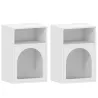 Mesilla de Noche Estrecha con 2 Compartimentos Abiertos Diseño en Forma de Arco 40x30x60 cm Blanco - Ogal.Es