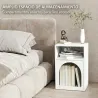 Mesilla de Noche Estrecha con 2 Compartimentos Abiertos Diseño en Forma de Arco 40x30x60 cm Blanco - Ogal.Es