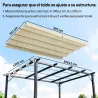 Techo de Repuesto Retráctil 4x3,5 m para Marco de 4x3 m Toldo de Tela Solo para Cenador Jardín con 8 Orificios C... - Ogal.Es