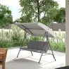 Balancín de Jardín Exterior Columpio de 3 Plazas con Toldo Ajustable y Marco de Acero 172x110x156 cm Gris Claro - Ogal.Es