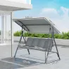 Balancín de Jardín Exterior Columpio de 3 Plazas con Toldo Ajustable y Marco de Acero 172x110x156 cm Gris Claro - Ogal.Es