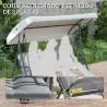 Balancín de Jardín Exterior Columpio de 3 Plazas con Toldo Ajustable y Marco de Acero 172x110x156 cm Gris Claro - Ogal.Es