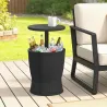 Mesa Nevera para Exterior 41 L 3 en 1 Cool Bar Mesa Auxiliar con Altura Ajustable Cubo de Hielo Tapa Elevable Negro - Ogal.Es