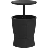 Mesa Nevera para Exterior 41 L 3 en 1 Cool Bar Mesa Auxiliar con Altura Ajustable Cubo de Hielo Tapa Elevable Negro - Ogal.Es