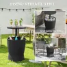 Mesa Nevera para Exterior 41 L 3 en 1 Cool Bar Mesa Auxiliar con Altura Ajustable Cubo de Hielo Tapa Elevable Negro - Ogal.Es