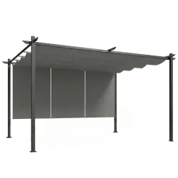 Pérgola de Jardín 4x3 m con Techo Retráctil 3 Laterales Enrollables UPF30+ Cenador de Jardín para Patio Exterior... - Ogal.Es