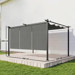 Pérgola de Jardín 4x3 m con Techo Retráctil 3 Laterales Enrollables UPF30+ Cenador de Jardín para Patio Exterior... - Ogal.Es