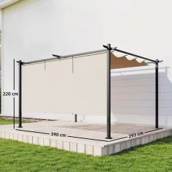 Pérgola de Jardín 4x3 m con Techo Retráctil 3 Laterales Enrollables UPF30+ Cenador de Jardín para Patio Exterior... - Ogal.Es
