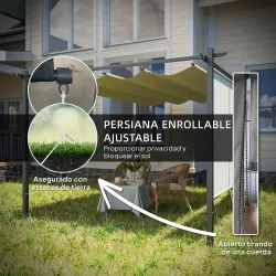 Pérgola de Jardín 4x3 m con Techo Retráctil 3 Laterales Enrollables UPF30+ Cenador de Jardín para Patio Exterior... - Ogal.Es