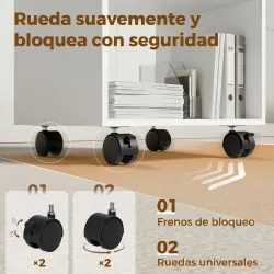 Mueble para Impresora con Ruedas 2 Estantes Abiertos para Documentos Tamaño A4 para Oficina en Casa Blanco - Ogal.Es