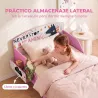 Cama Infantil con Almacenaje 70x140 cm Cama Montessori con Barandillas Tema de Superniña 3-8 Años Rosa - Ogal.Es