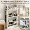 Perchero Zapatero con 3 Cajones Abatibles 9 Ganchos Estante Superior y Barra de Acero Inoxidable para Pasillo Bl... - Ogal.Es