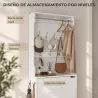 Perchero Zapatero con 3 Cajones Abatibles 9 Ganchos Estante Superior y Barra de Acero Inoxidable para Pasillo Bl... - Ogal.Es