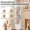 Estantería Esquinera de 5 Niveles con Estantes y Armario para Sala de Estar Dormitorio 29,5x29,5x158 cm Blanco - Ogal.Es