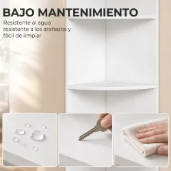 Estantería Esquinera de 5 Niveles con Estantes y Armario para Sala de Estar Dormitorio 29,5x29,5x158 cm Blanco - Ogal.Es