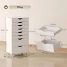 Cajonera Escritorio con 8 Cajones Ruedas Cajonera de Oficina Soporte para Impresora Blanco - Ogal.Es