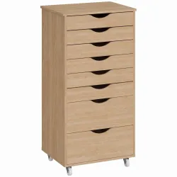 Cajonera Escritorio con 8 Cajones Ruedas Cajonera de Oficina Soporte para Impresora Roble - Ogal.Es
