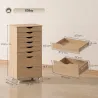 Cajonera Escritorio con 8 Cajones Ruedas Cajonera de Oficina Soporte para Impresora Roble - Ogal.Es