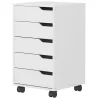 Cajonera Escritorio con 5 Cajones Ruedas Cajonera de Oficina Soporte para Impresora Blanco - Ogal.Es