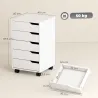 Cajonera Escritorio con 5 Cajones Ruedas Cajonera de Oficina Soporte para Impresora Blanco - Ogal.Es