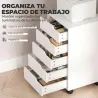 Cajonera Escritorio con 5 Cajones Ruedas Cajonera de Oficina Soporte para Impresora Blanco - Ogal.Es