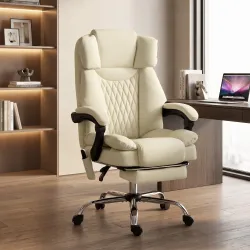 Silla de Oficina con 6 Puntos de Masaje Calor Lumbar Reposapiés Altura Ajustable Control Remoto y Tejido de PU B... - Ogal.Es