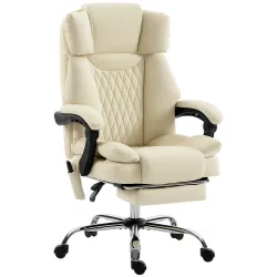 Silla de Oficina con 6 Puntos de Masaje Calor Lumbar Reposapiés Altura Ajustable Control Remoto y Tejido de PU B... - Ogal.Es