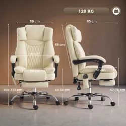 Silla de Oficina con 6 Puntos de Masaje Calor Lumbar Reposapiés Altura Ajustable Control Remoto y Tejido de PU B... - Ogal.Es