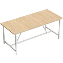 Mesa de Comedor Rectangular para 6 Personas Estilo Industrial con Estructura Metálica 180x80x76 cm Roble - Ogal.Es
