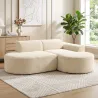 Sofá Esquinero en Forma de L Tapizado en Pana Sin Montaje Asiento Ancho Acolchado Grueso Beige - Ogal.Es