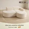 Sofá Esquinero en Forma de L Tapizado en Pana Sin Montaje Asiento Ancho Acolchado Grueso Beige - Ogal.Es