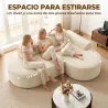 Sofá Esquinero en Forma de L Tapizado en Pana Sin Montaje Asiento Ancho Acolchado Grueso Beige - Ogal.Es