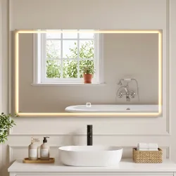 Espejo de Baño con Luces LED y Función de Memoria Antivaho 120x70 cm 3 Colores Regulables Ajuste de Brillo Plata - Ogal.Es