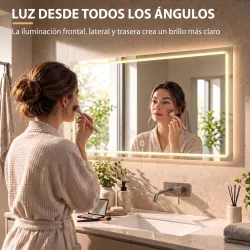 Espejo de Baño con Luces LED y Función de Memoria Antivaho 120x70 cm 3 Colores Regulables Ajuste de Brillo Plata - Ogal.Es