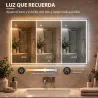 Espejo de Baño con Luces LED y Función de Memoria Antivaho 120x70 cm 3 Colores Regulables Ajuste de Brillo Plata - Ogal.Es