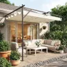 Pérgola de Pared de Jardín 4x3 m con Techo Retráctil Protección UPF30+ Drenaje Cenador de Jardín para Exterior C... - Ogal.Es