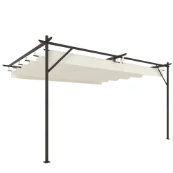 Pérgola de Pared de Jardín 4x3 m con Techo Retráctil Protección UPF30+ Drenaje Cenador de Jardín para Exterior C... - Ogal.Es