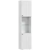 Armario de Baño Alto de 6 Niveles con 2 Puertas Estante de Vidrio Templado Estantes Ajustables 40x31x182 cm Blanco - Ogal.Es