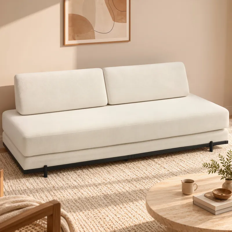 Sofá Cama de 3 Plazas 4 en 1 Sofá Cama Convertible 2 Almohadas con Funda Lavable Estructura de Acero 193x82x58 c... - Ogal.Es